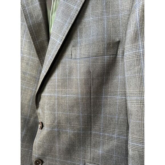 Dormeuil Amadeus Blazer Mens 44R Brown Plaid Wool England Acadamia Business - Picture 3 of 6